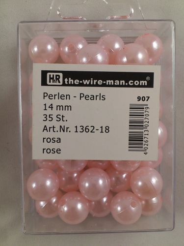 Parels rose 14 mm. 35 st